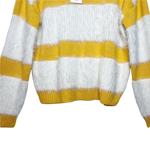 CHELSEA & VIOLET NWT Eyelash Knit Striped Sweater Size XL in Yellow and Cream - Picture 7 of 15